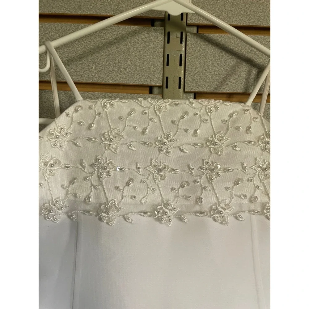 David's Bridal White Flower Girl Dress Size 3 Beaded Formal‎ Party - Picture 4 of 8